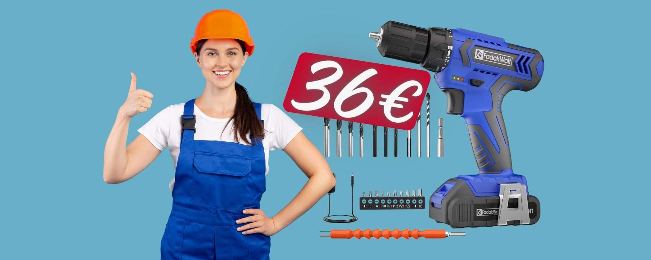 Trapano avvitatore accessoriato a PREZZO da SOGNO su Amazon (36€) Trapano avvitatore accessoriato a PREZZO da SOGNO su Amazon (36€)