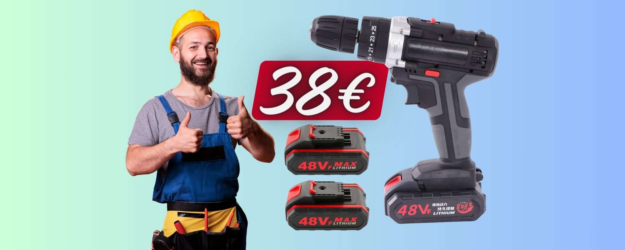 Trapano avvitatore con doppia batteria da 48V in SUPER PROMO a 38€