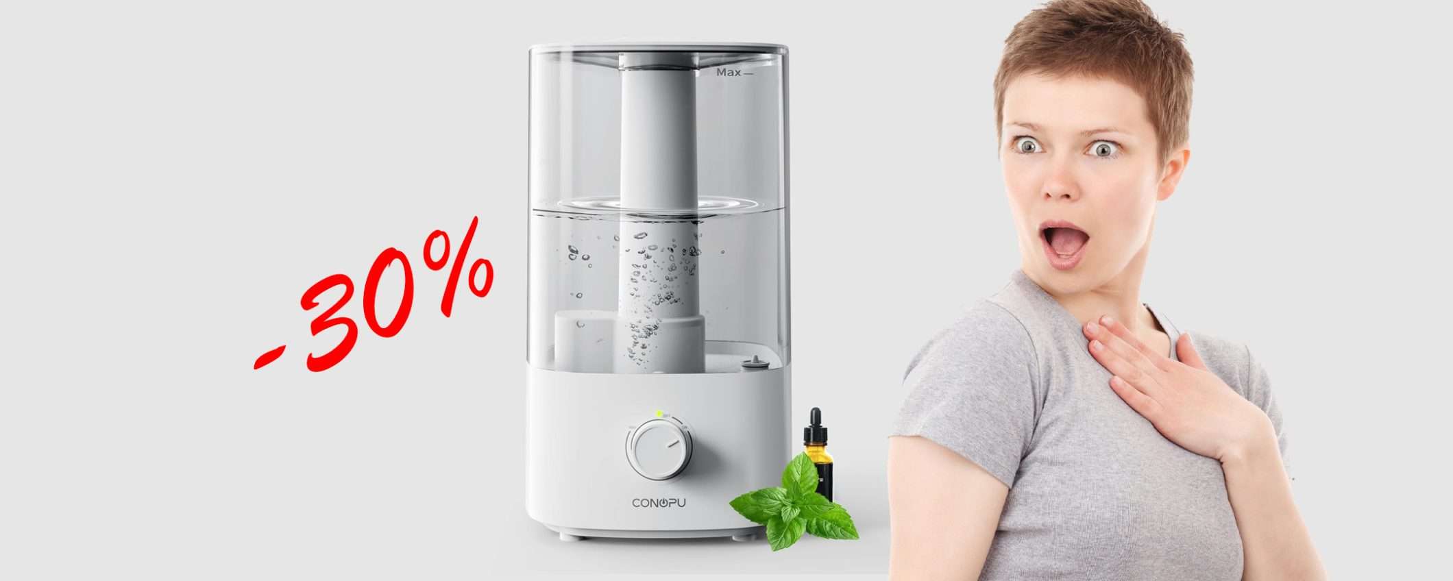 Umidificatore per ambienti con diffusore oli essenziali: sconto WOW del 30% Umidificatore per ambienti con diffusore oli essenziali: sconto WOW del 30%