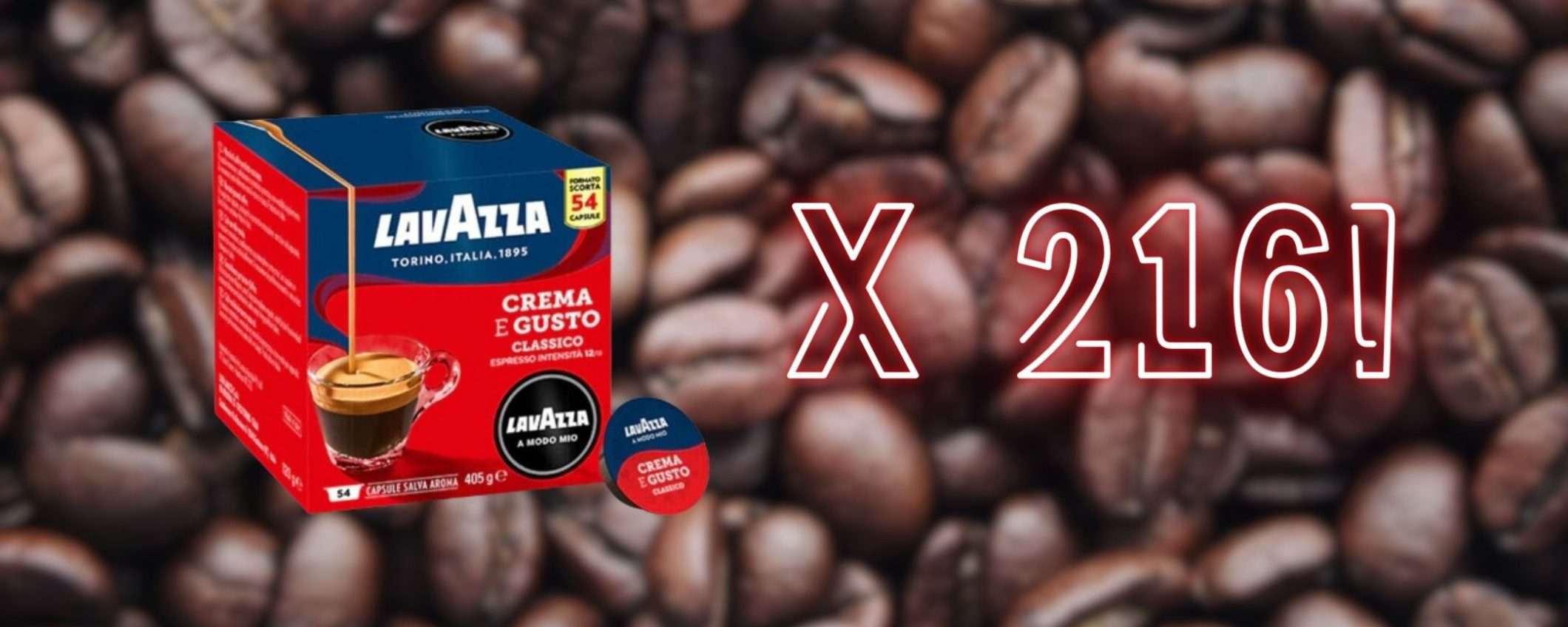 Caffè Lavazza Crema e Gusto: 216 capsule per A Modo Mio a soli 39€ su eBay Caffè Lavazza Crema e Gusto: 216 capsule per A Modo Mio a soli 39€ su eBay