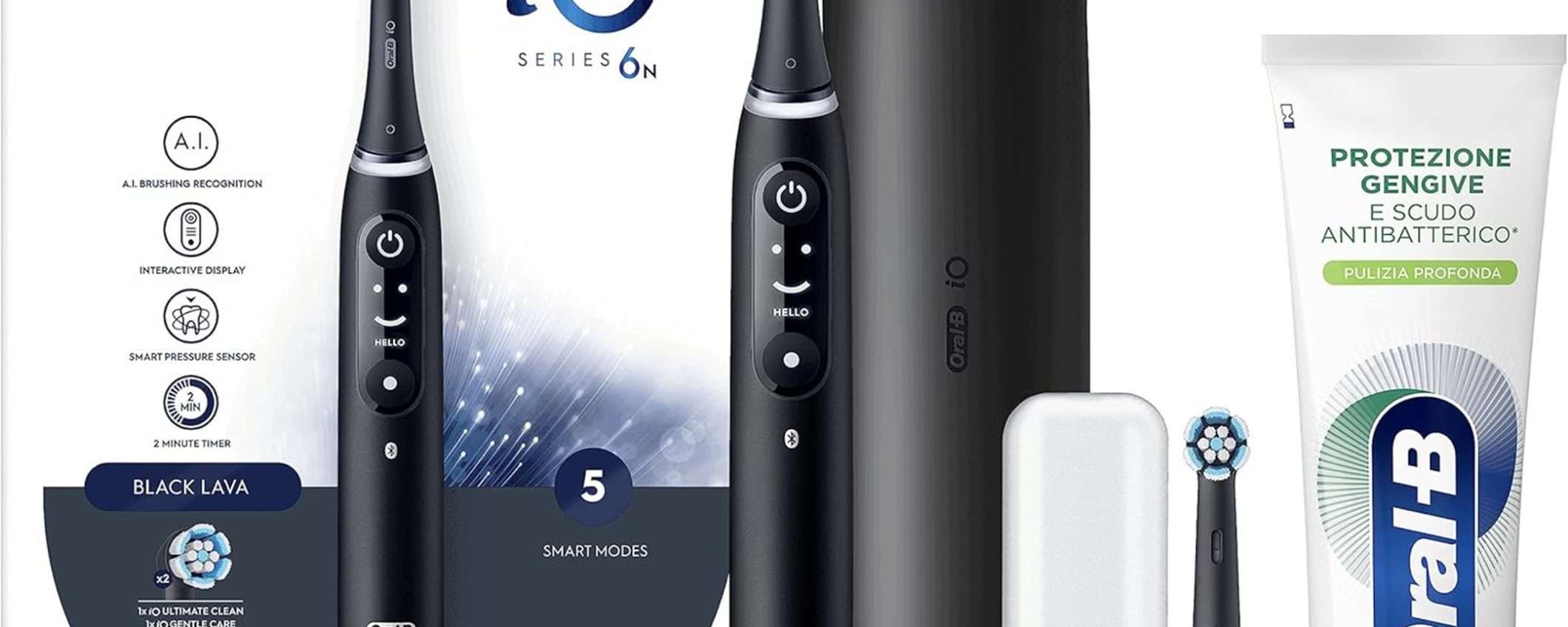 Spazzolino Oral-B iO6 con set da viaggio, ricambio e dentifricio scontati del 52% su Amazon Spazzolino Oral-B iO6 con set da viaggio, ricambio e dentifricio scontati del 52% su Amazon