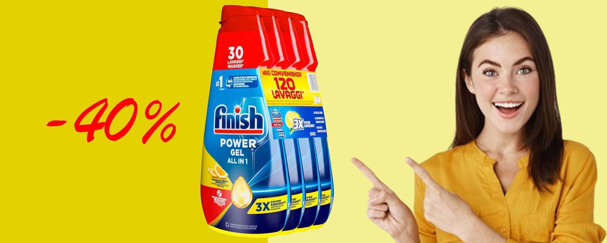 Finish Powergel Gel per Lavastoviglie: sconto WOW del 40% Finish Powergel Gel per Lavastoviglie: sconto WOW del 40%