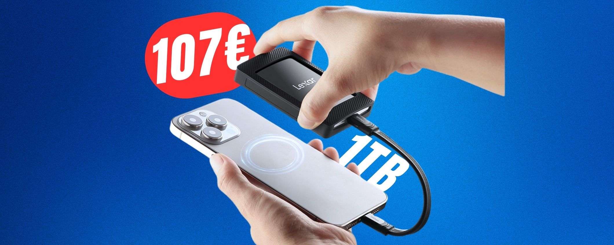 Aumenta la memoria del tuo iPhone con l'SSD da 1TB (a -42€ in MENO) Aumenta la memoria del tuo iPhone con l'SSD da 1TB (a -42€ in MENO)