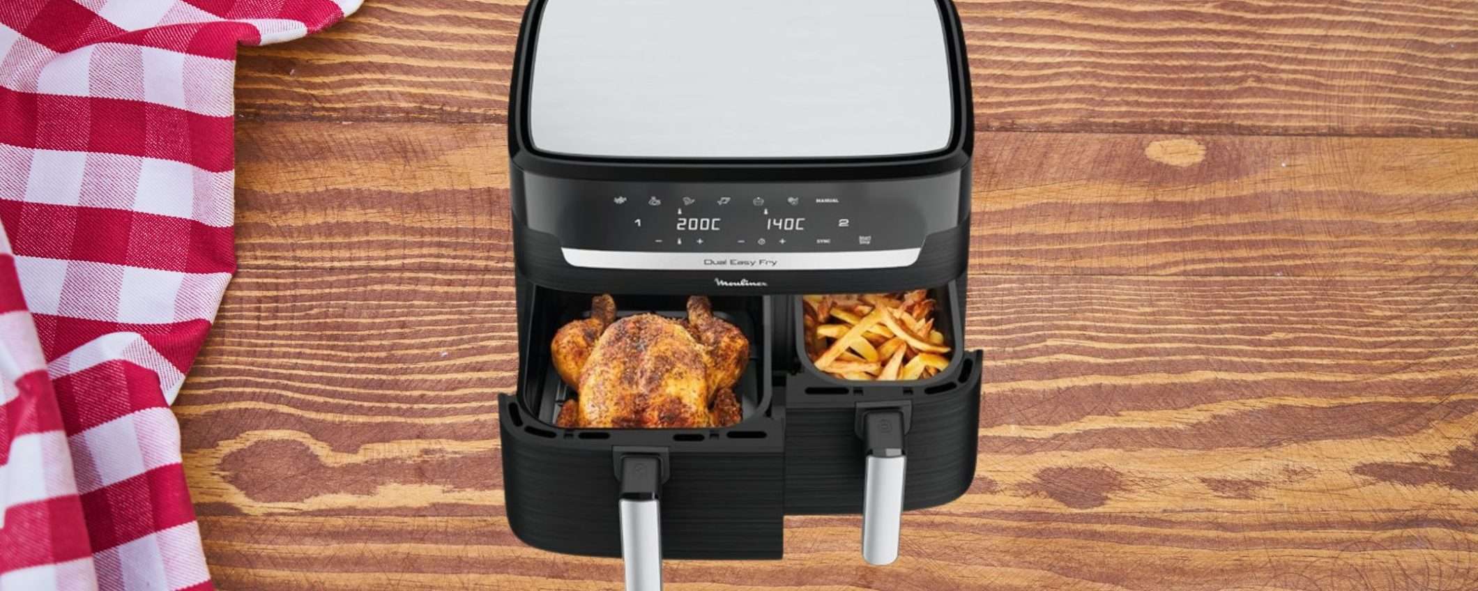 Friggitrice ad aria Moulinex Dual Easy Fry a un prezzo PAZZESCO per i Prime Day di Amazon Friggitrice ad aria Moulinex Dual Easy Fry a un prezzo PAZZESCO per i Prime Day di Amazon
