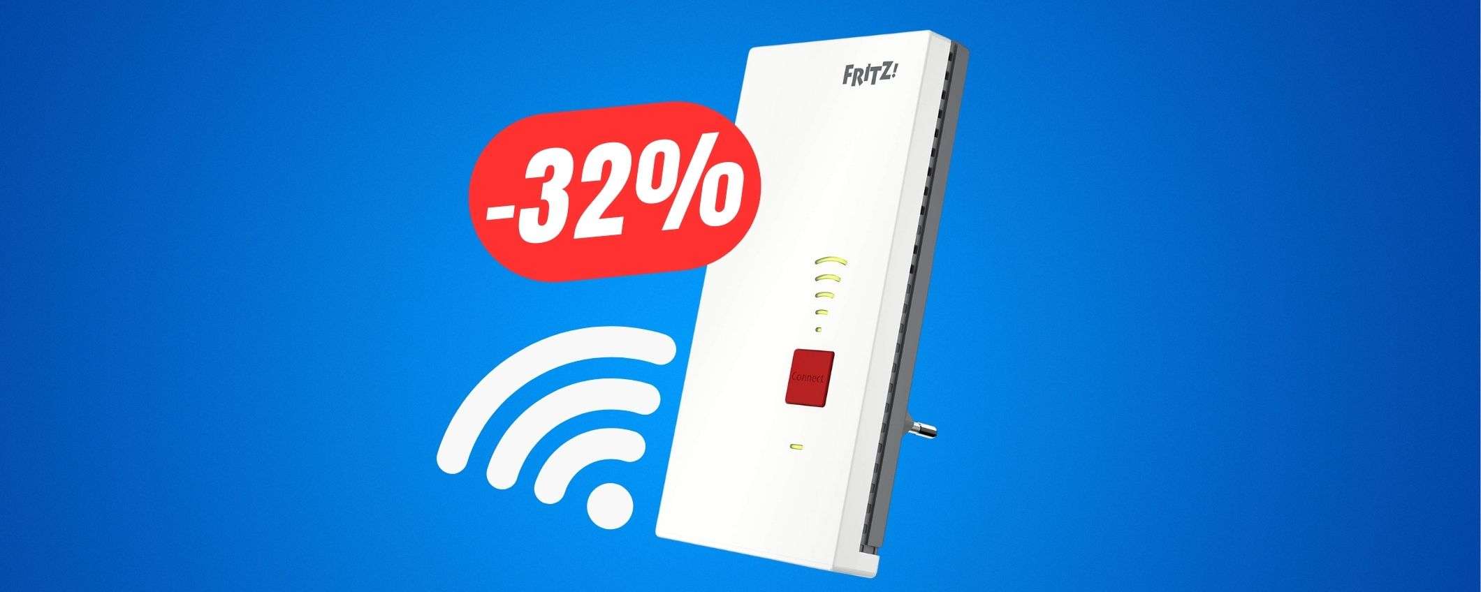 Con il RIPETITORE WiFi FRITZ! (-32%) non avrai più problemi di connessione! Con il RIPETITORE WiFi FRITZ! (-32%) non avrai più problemi di connessione!