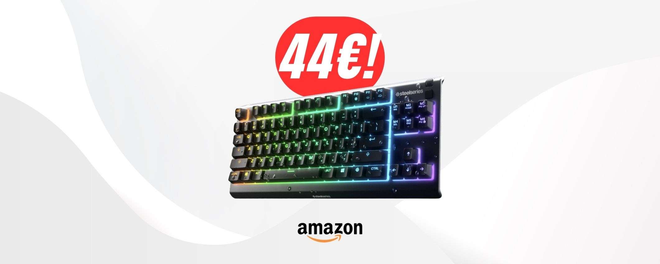 Compatta, RGB e IMPERMEABILE: questa TASTIERA di SteelSeries costa solo 44€! Compatta, RGB e IMPERMEABILE: questa TASTIERA di SteelSeries costa solo 44€!