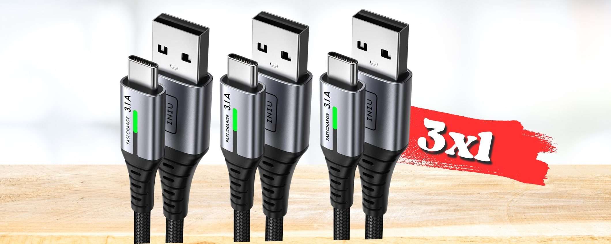Cavi USB C per ricarica rapida e SICURA, 3pz diverse dimensioni (9€) Cavi USB C per ricarica rapida e SICURA, 3pz diverse dimensioni (9€)