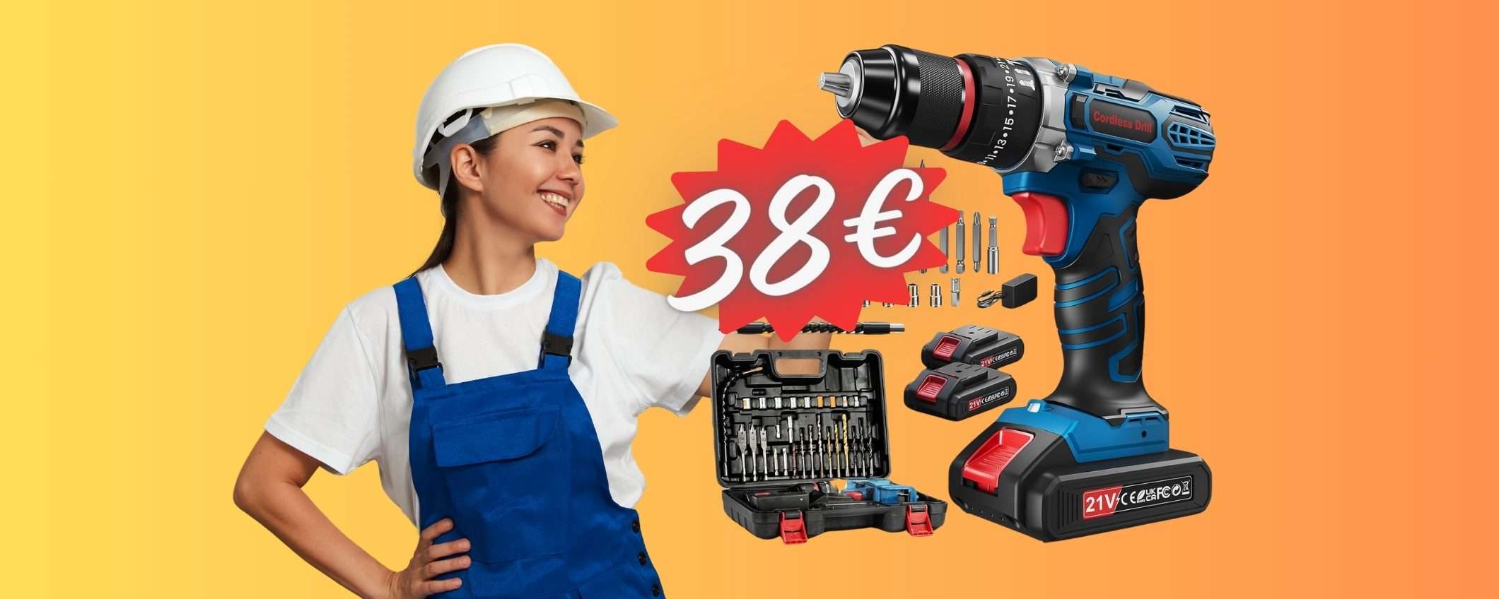 Amazon SVENDE: trapano avvitatore con valigetta accessoriata a 38€ Amazon SVENDE: trapano avvitatore con valigetta accessoriata a 38€