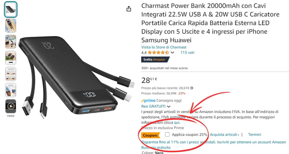 appena-21e-questo-power-bank-20000mah-4-cavi-inclusi-coupon
