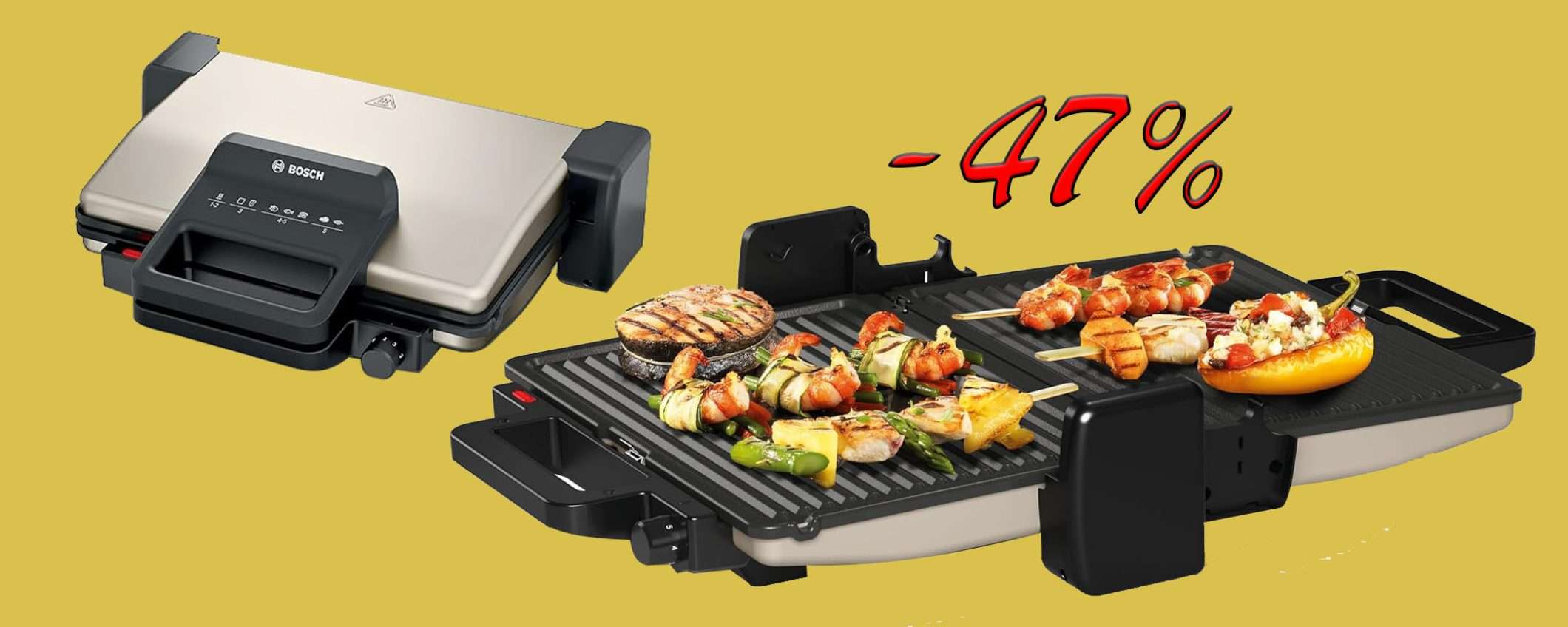 Bistecchiera Bosch 2000W in MEGA sconto del 47% su Amazon Bistecchiera Bosch 2000W in MEGA sconto del 47% su Amazon