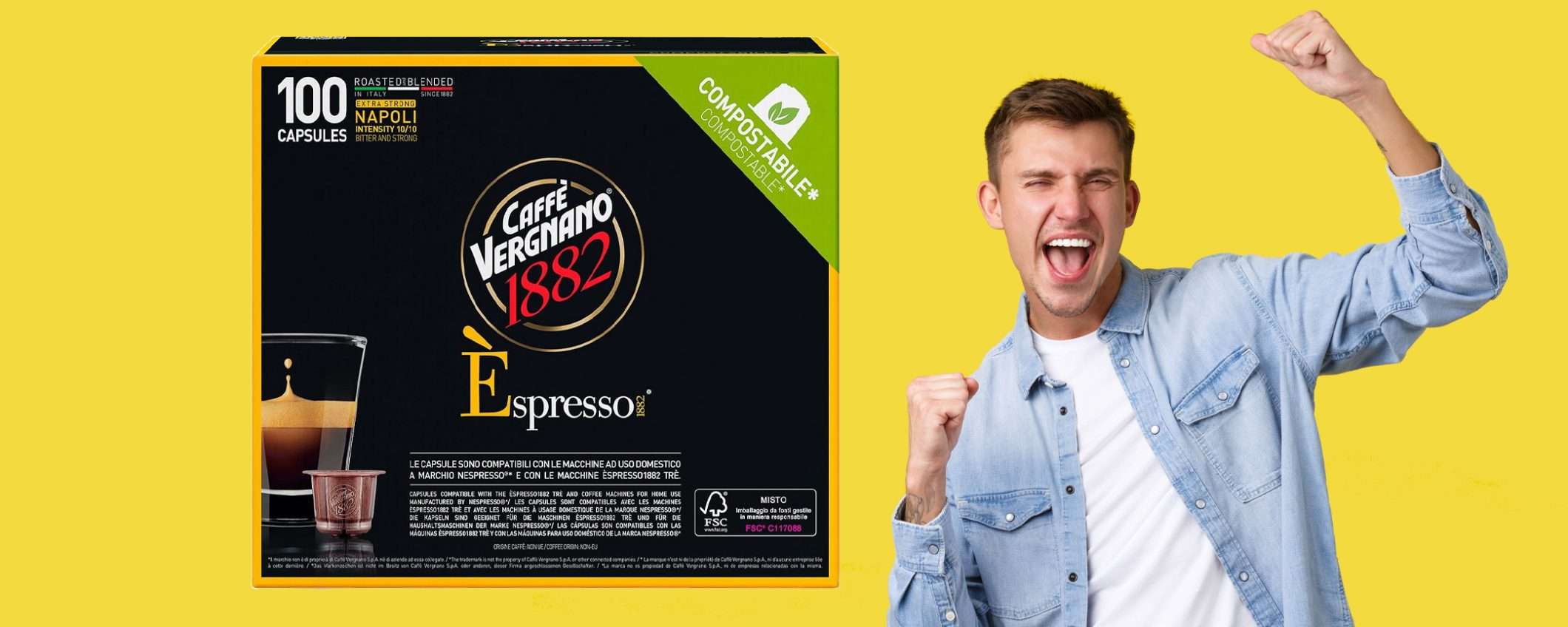 Caffè Vergnano Espresso 1882 (100caps): sconto SUPER del 38% Caffè Vergnano Espresso 1882 (100caps): sconto SUPER del 38%