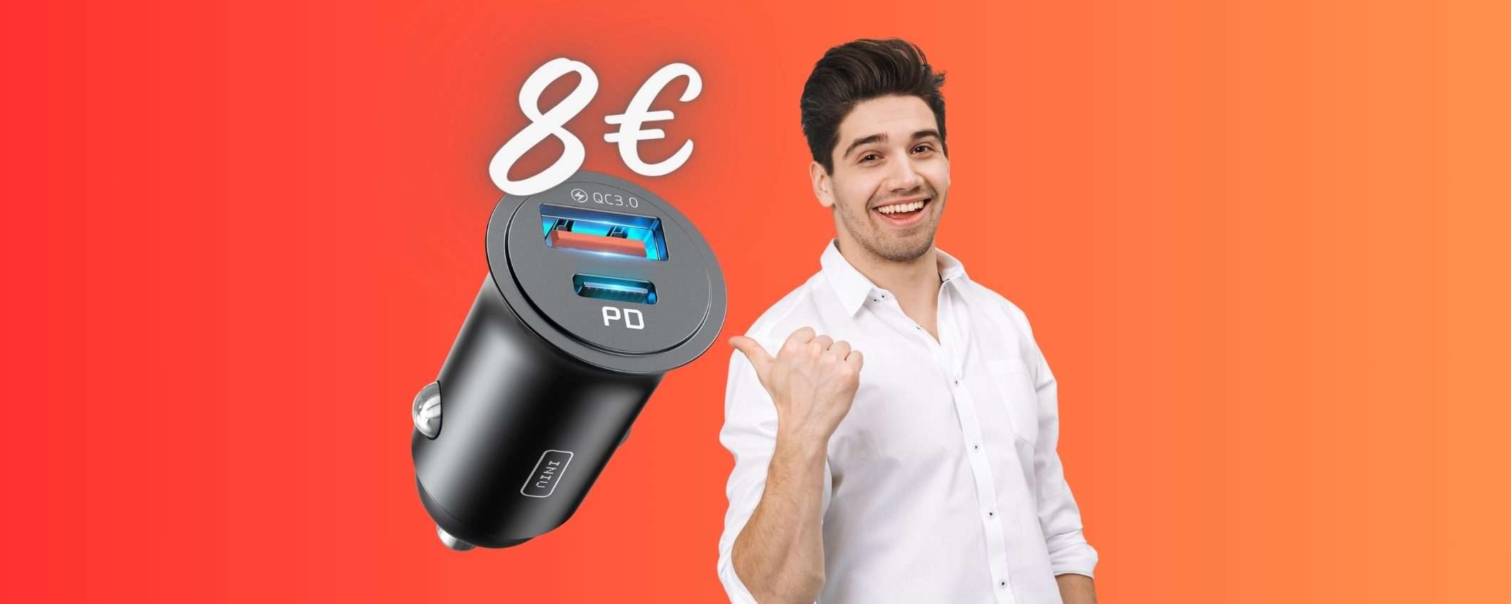 Carica il tuo smartphone nell'auto con questo caricatore a SOLI 8€ Carica il tuo smartphone nell'auto con questo caricatore a SOLI 8€
