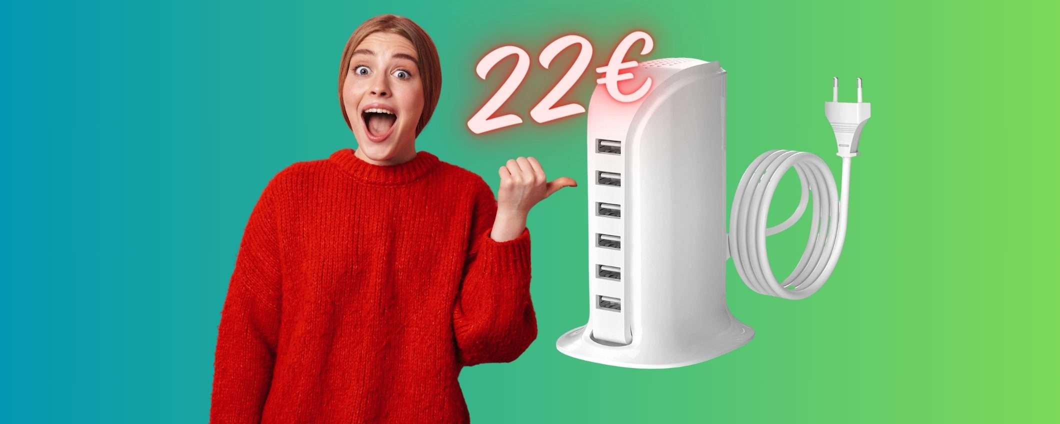 Caricatore USB con 6 porte e potenza da 50W a PREZZO REGALO (22€) Caricatore USB con 6 porte e potenza da 50W a PREZZO REGALO (22€)