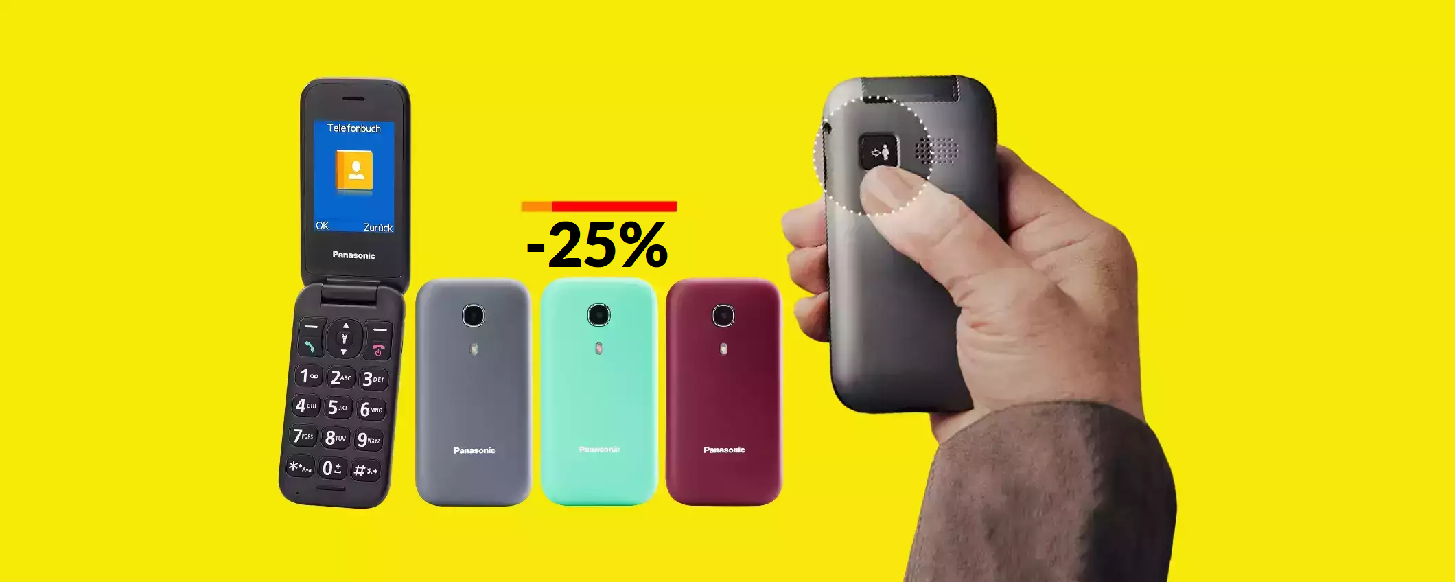 Miglior cellulare sotto i 50€: Panasonic aggiunge anche il tasto SOS Miglior cellulare sotto i 50€: Panasonic aggiunge anche il tasto SOS