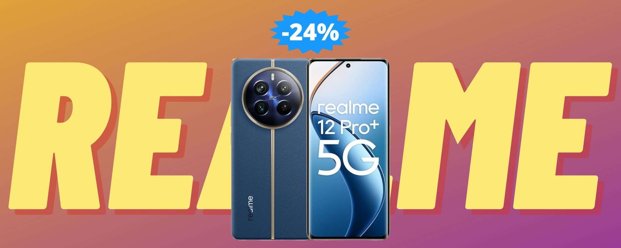 Realme 12 Pro+: fotocamera PREMIUM sotto i 400 euro (-24%) Realme 12 Pro+: fotocamera PREMIUM sotto i 400 euro (-24%)