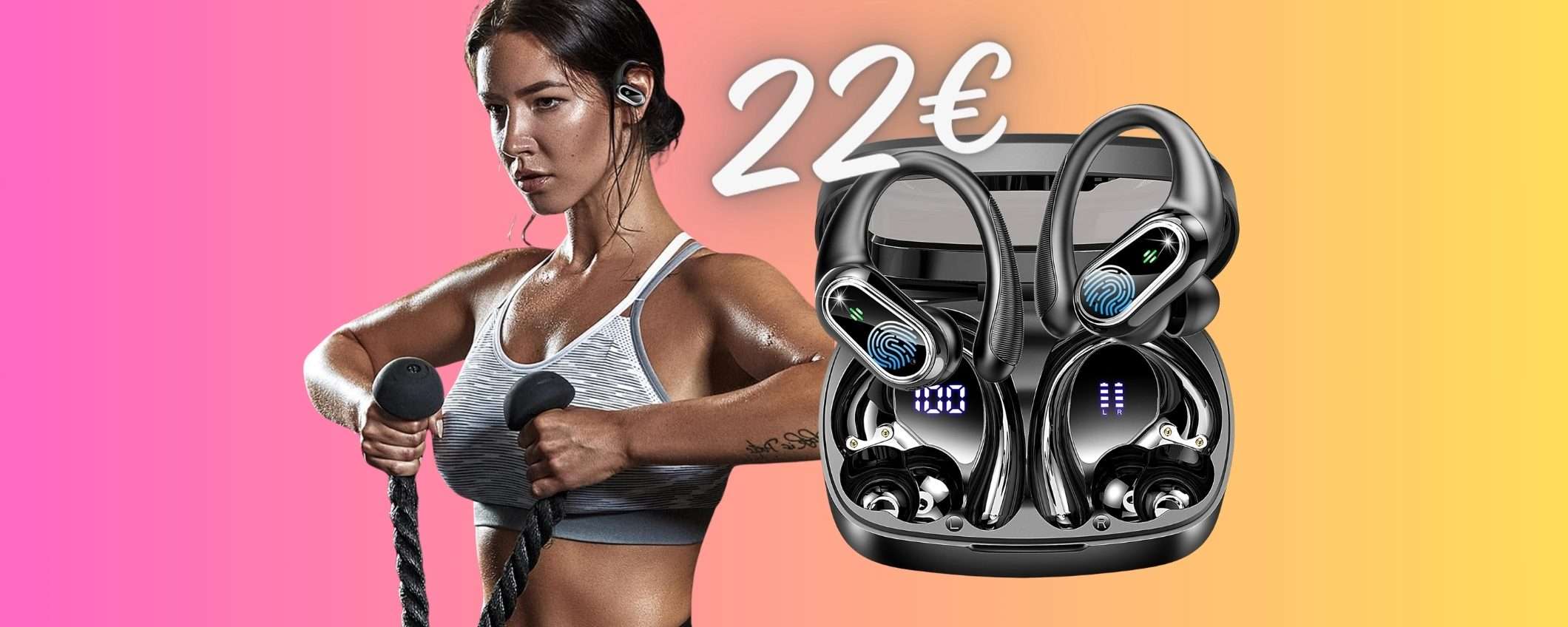 Cuffiette Bluetooth per fare sport, impermeabili e stabili, solo 22€ Cuffiette Bluetooth per fare sport, impermeabili e stabili, solo 22€