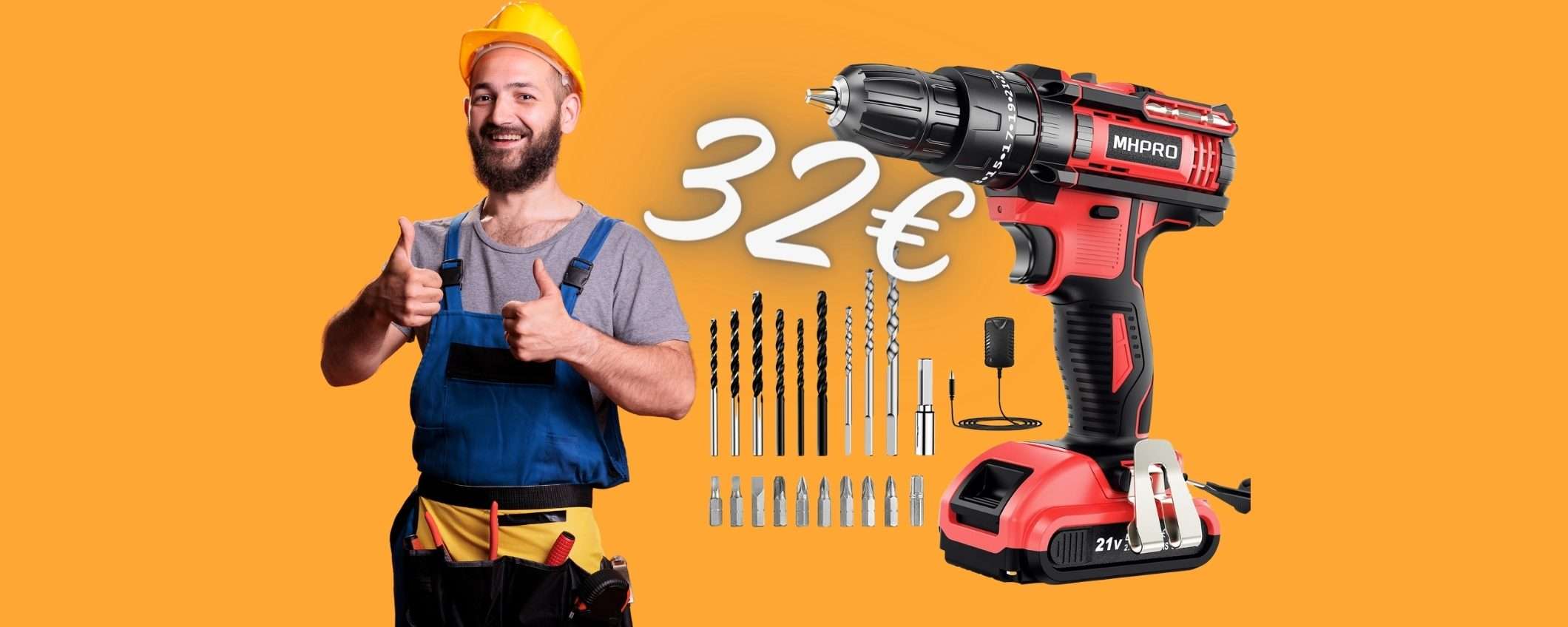 Fai da te OUTLET su Amazon: trapano avvitatore a batteria con appena 32€ Fai da te OUTLET su Amazon: trapano avvitatore a batteria con appena 32€
