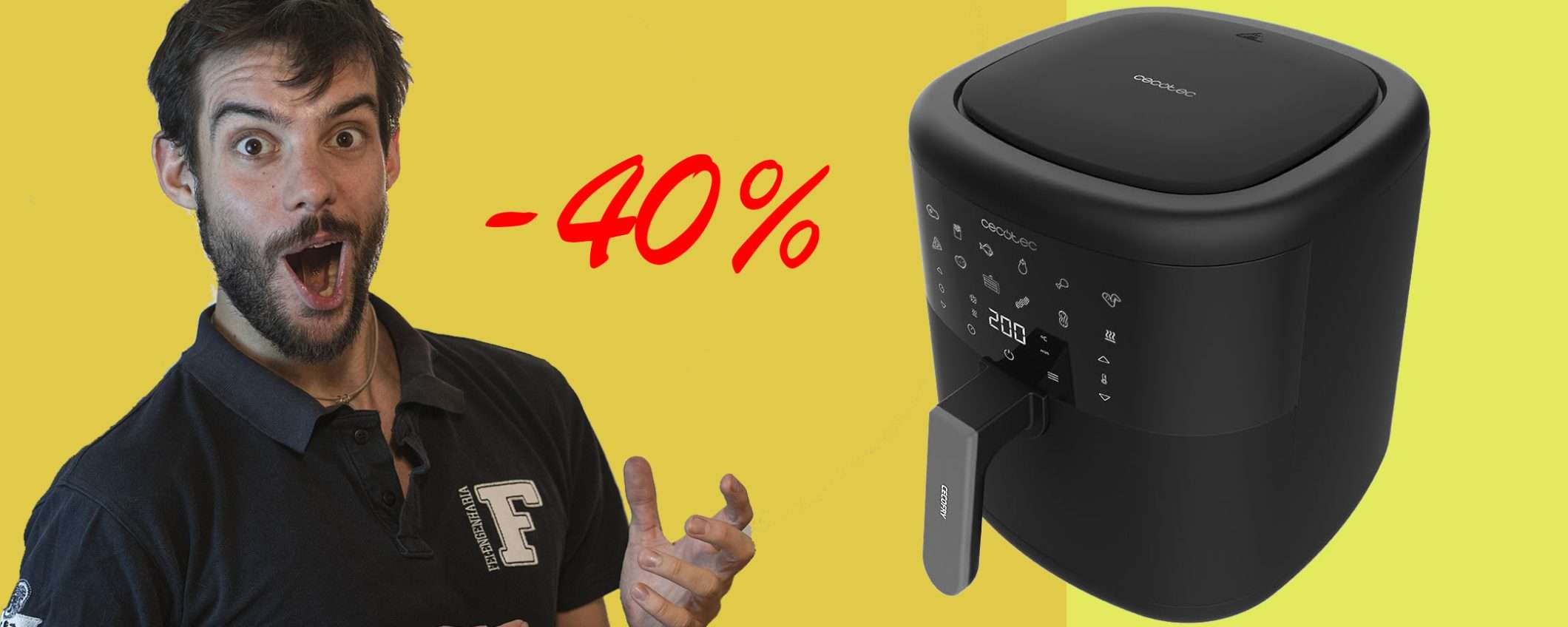 Friggitrice ad aria Cecotec da 6 litri: sconto FOLLE del 40% Friggitrice ad aria Cecotec da 6 litri: sconto FOLLE del 40%
