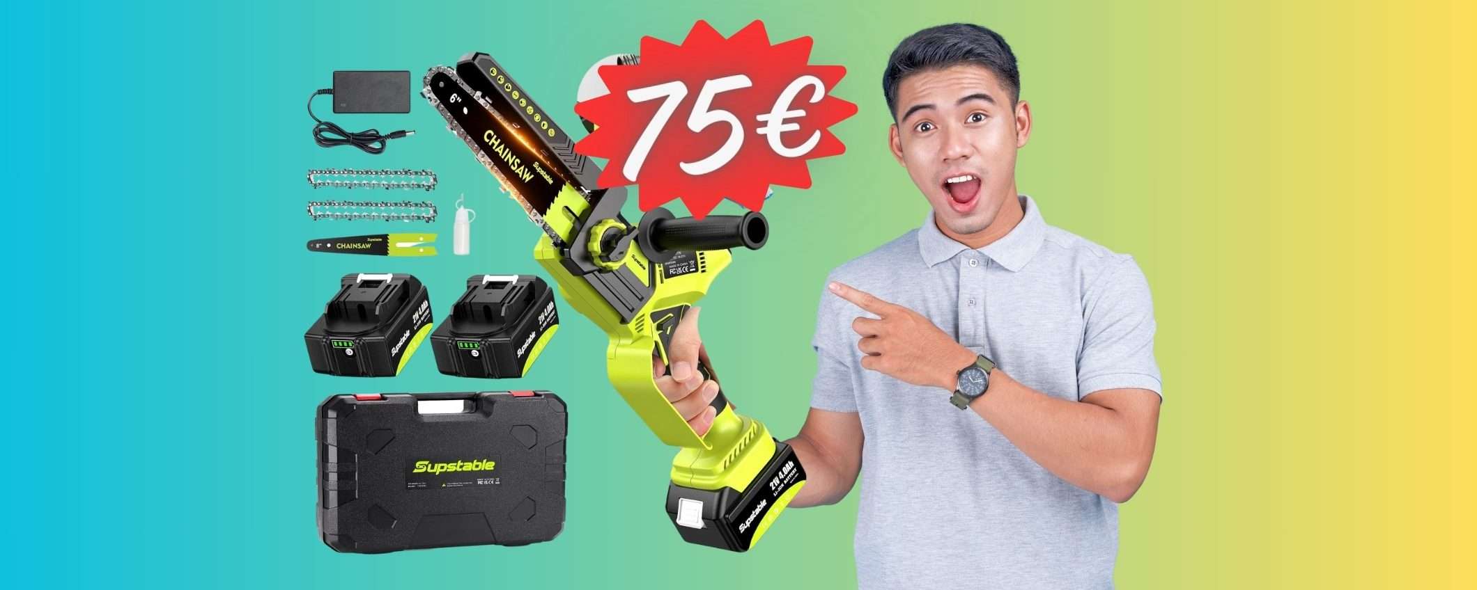 Mini Motosega a Batteria a un PREZZACCIO su Amazon (75€) Mini Motosega a Batteria a un PREZZACCIO su Amazon (75€)