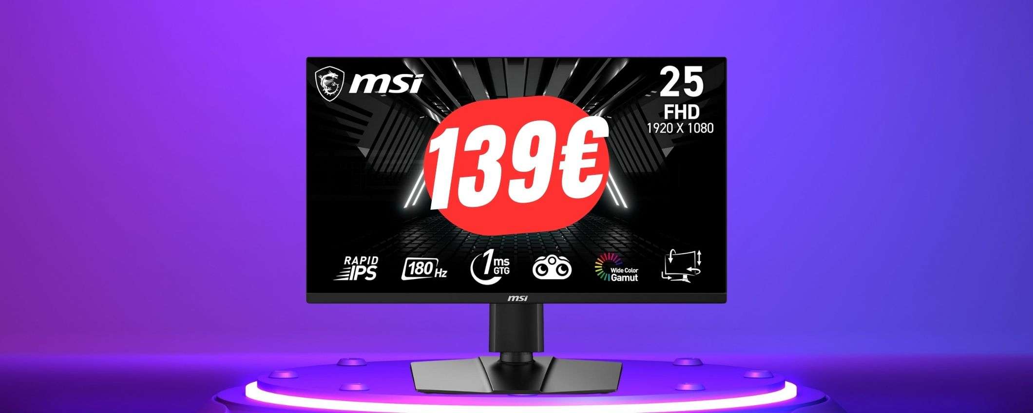 Il monitor FULL HD di MSI (da 180Hz) crolla a 139€ con l'offerta di Amazon! Il monitor FULL HD di MSI (da 180Hz) crolla a 139€ con l'offerta di Amazon!