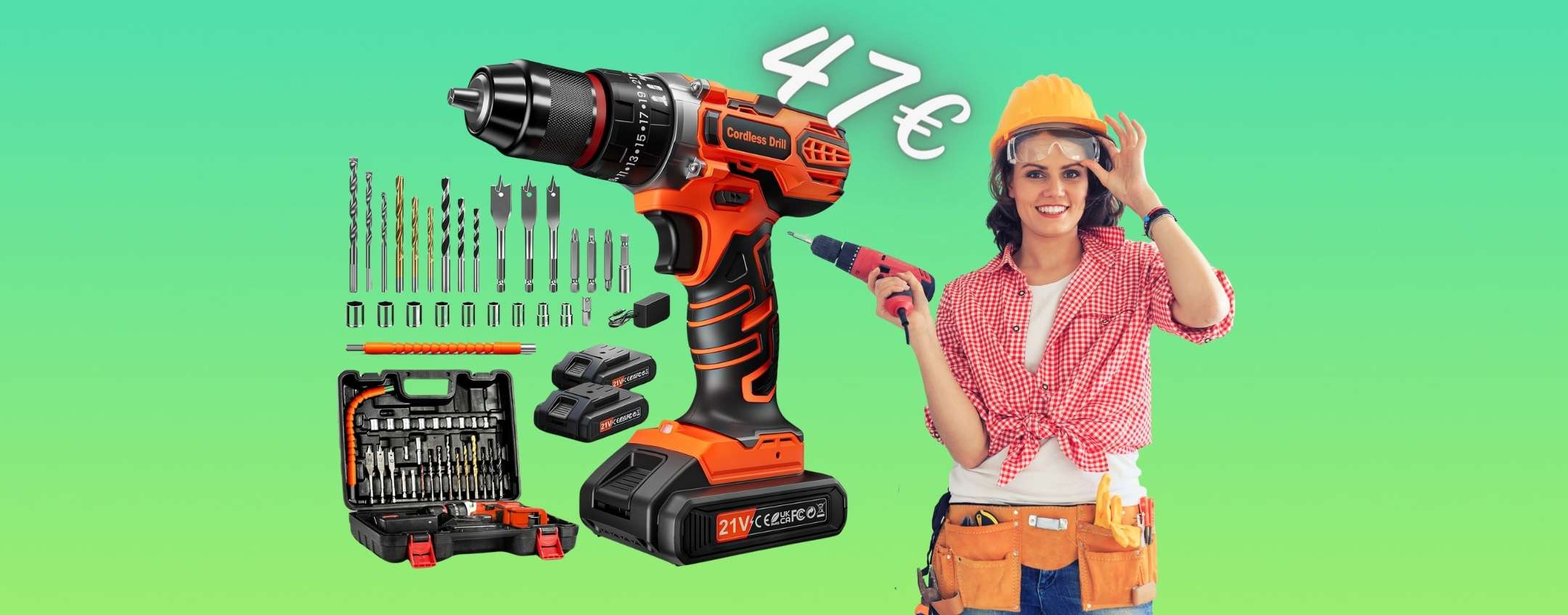 Trapano A Batteria LEEIKOO 21V, Avvitatore A Batteria Con Trapano