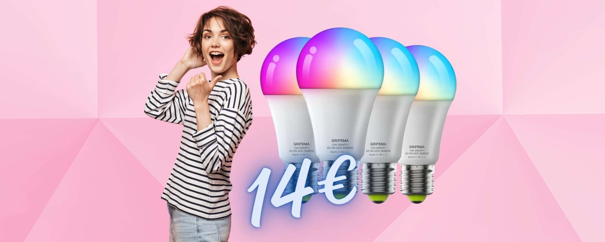 OCCASIONE PAZZESCA su Amazon per 4 lampadine smart colorate (14€) OCCASIONE PAZZESCA su Amazon per 4 lampadine smart colorate (14€)