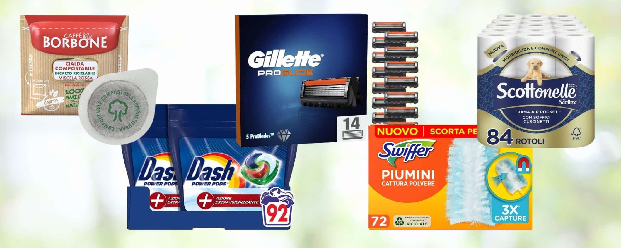 Dash, Swiffer, Borbone, Gillette e altri: gli 11 IMPERDIBILI del Prime Day