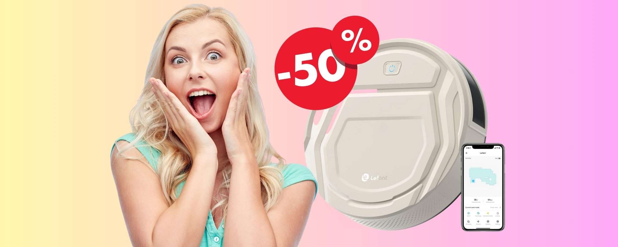 OFFERTA PAZZESCA di Amazon per il robot aspirapolvere Lefant M210P (-50%) OFFERTA PAZZESCA di Amazon per il robot aspirapolvere Lefant M210P (-50%)