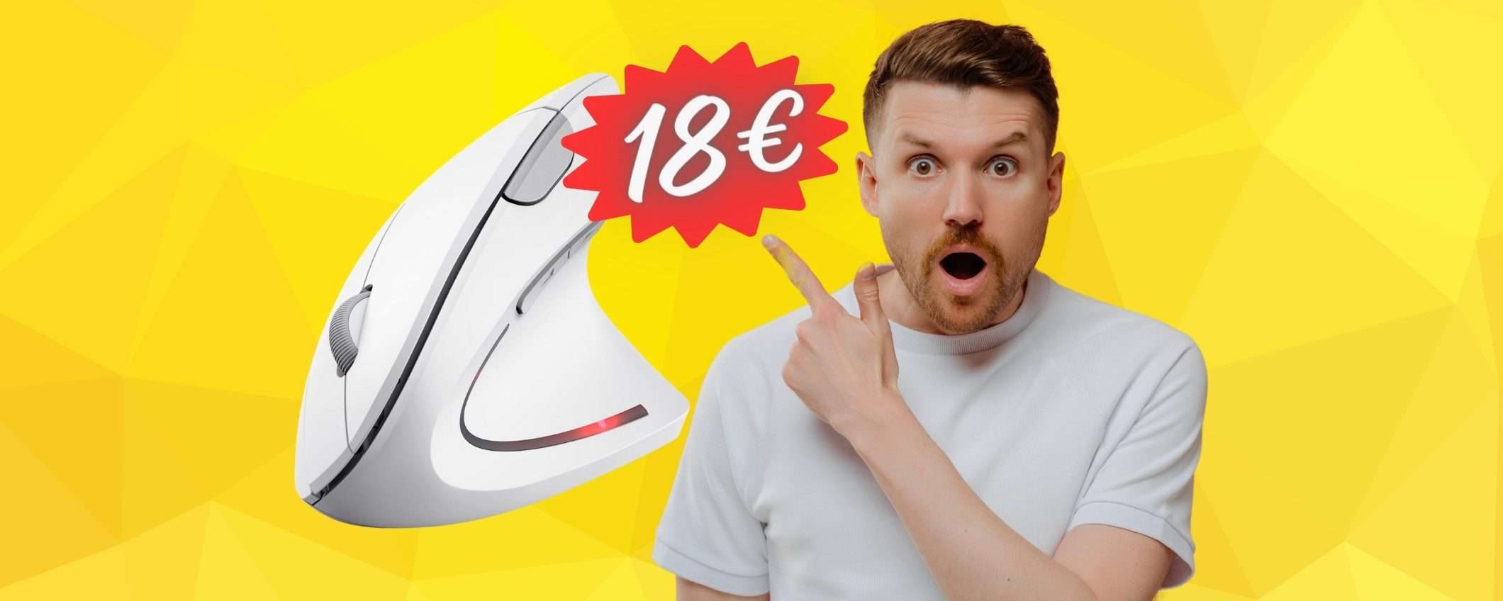 NIENTE più FATICA con il mouse wireless verticale Trust Verto a 18€ NIENTE più FATICA con il mouse wireless verticale Trust Verto a 18€