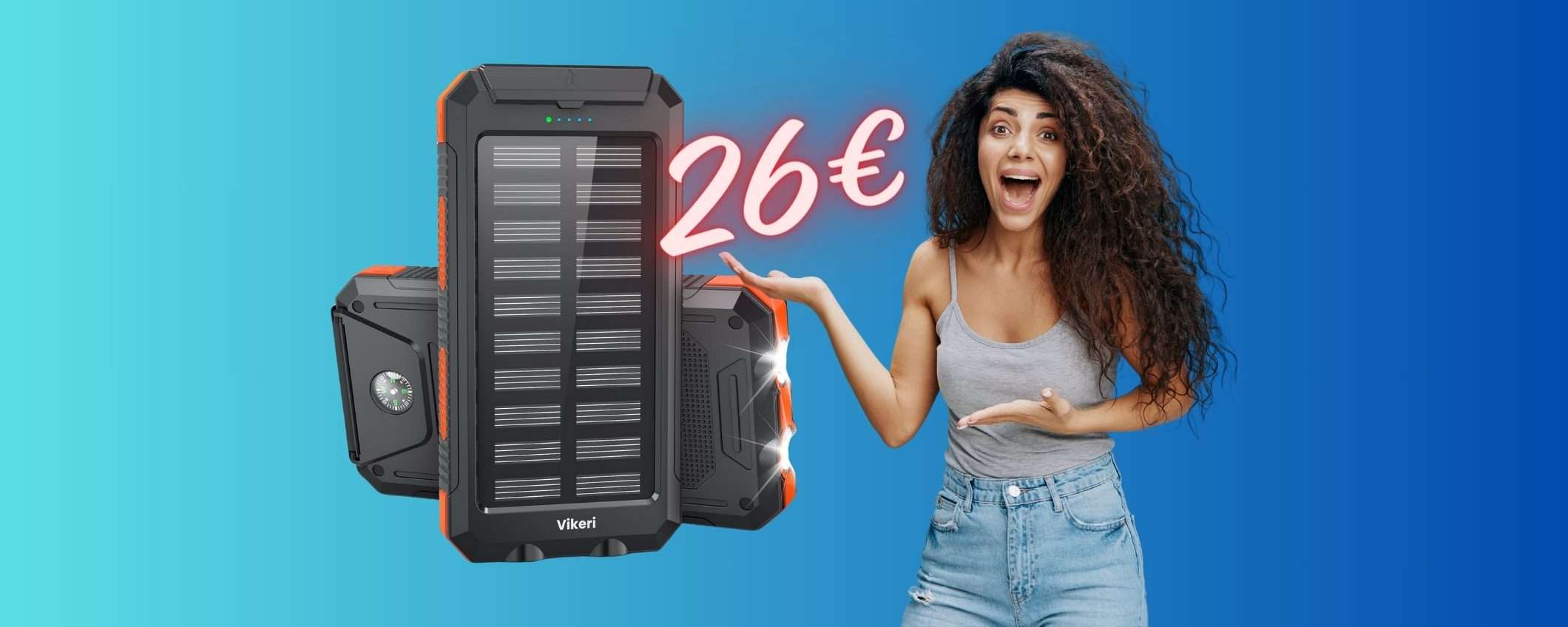 Power Bank da 30000mAh con batteria solare: non si ESAURISCE MAI (26€) Power Bank da 30000mAh con batteria solare: non si ESAURISCE MAI (26€)