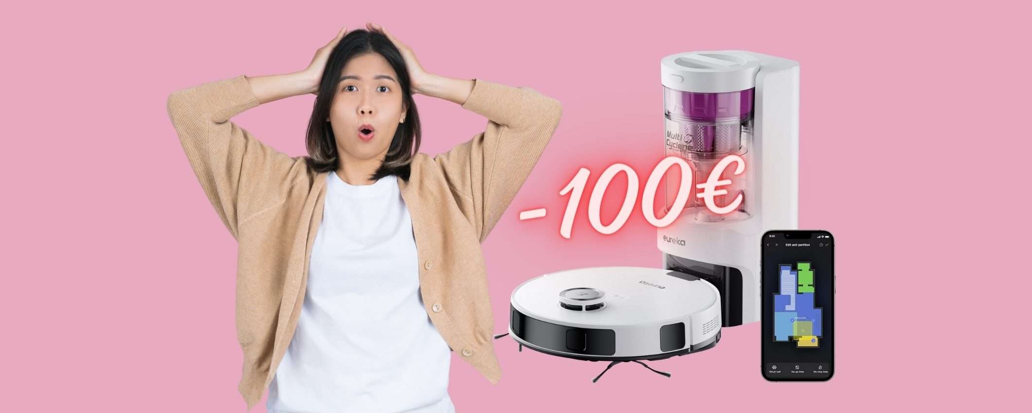 Robot aspirapolvere e lavapavimenti con stazione di svuotamento (-100€) Robot aspirapolvere e lavapavimenti con stazione di svuotamento (-100€)
