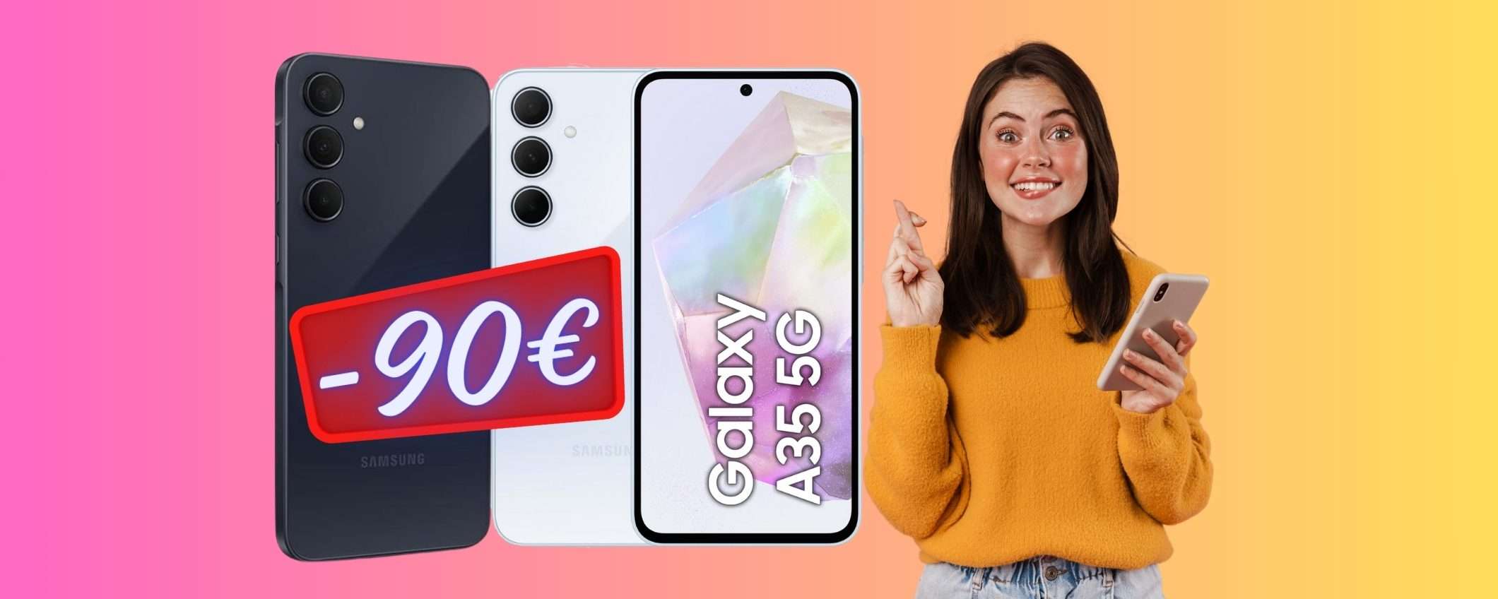 Samsung Galaxy A35 5G da 128GB a 90€ in MENO è un vero AFFARE Samsung Galaxy A35 5G da 128GB a 90€ in MENO è un vero AFFARE