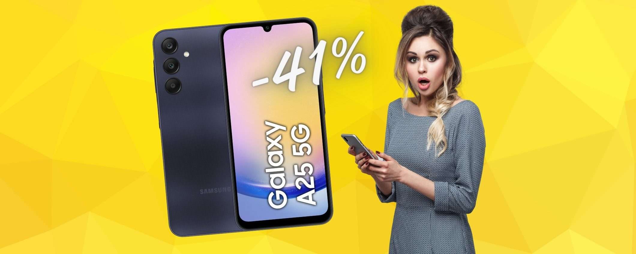 SCONTO pazzesco del 41% su Amazon per Samsung Galaxy A25 5G da 128GB SCONTO pazzesco del 41% su Amazon per Samsung Galaxy A25 5G da 128GB