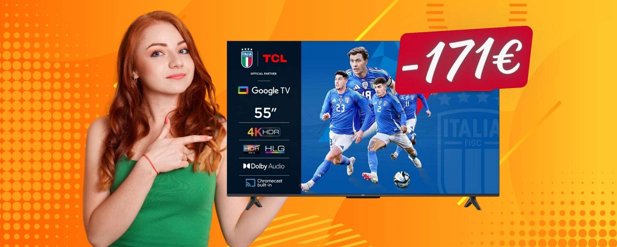 Smart TV TCL UHD 4K da 55 pollici a PREZZO MAI VISTO (-171€) Smart TV TCL UHD 4K da 55 pollici a PREZZO MAI VISTO (-171€)