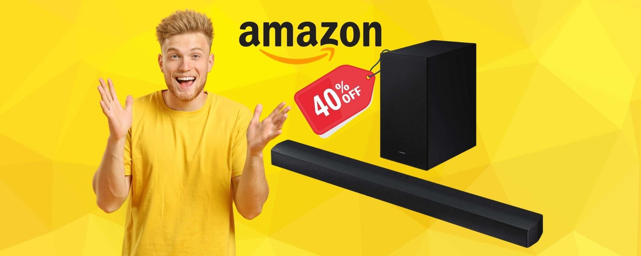 Soundbar Samsung con subwoofer e connessione Bluetooth al 40% Soundbar Samsung con subwoofer e connessione Bluetooth al 40%