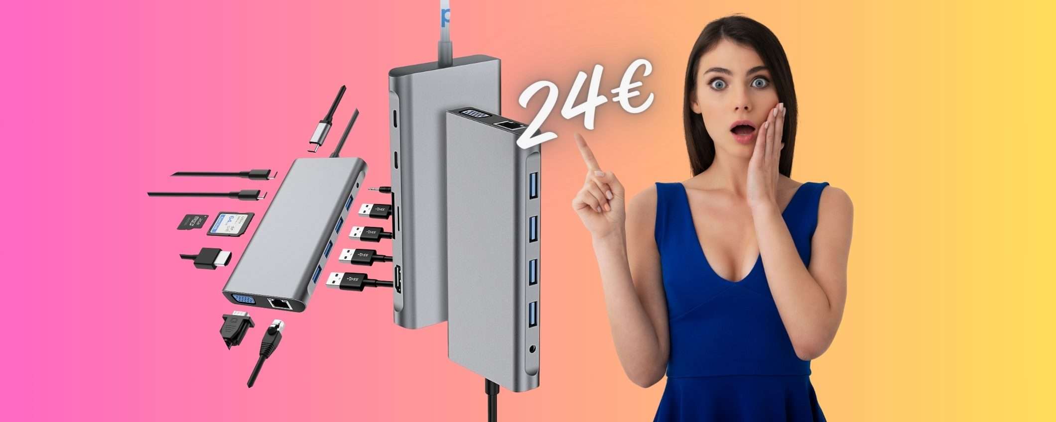 12 porte in 1 con questa SPETTACOLARE Docking Station ora tua a SOLI 24€ 12 porte in 1 con questa SPETTACOLARE Docking Station ora tua a SOLI 24€