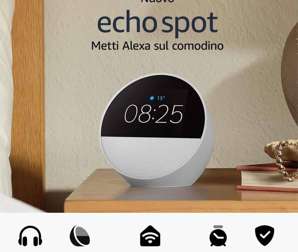 Nuovo Echo Spot 2024: sveglia intelligente, ora con il 26% di sconto Nuovo Echo Spot 2024: sveglia intelligente, ora con il 26% di sconto