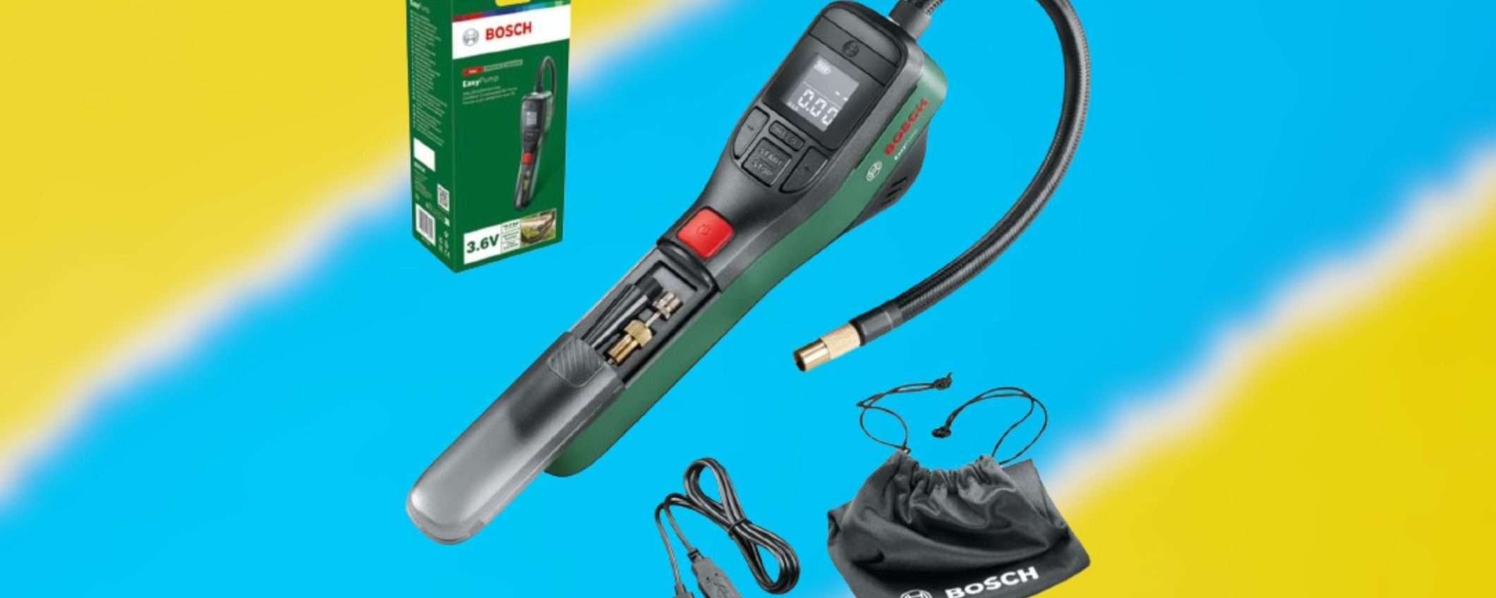 Bosch EasyPump: lo spettacolare compressore portatile a prezzo SBRICIOLATO Bosch EasyPump: lo spettacolare compressore portatile a prezzo SBRICIOLATO
