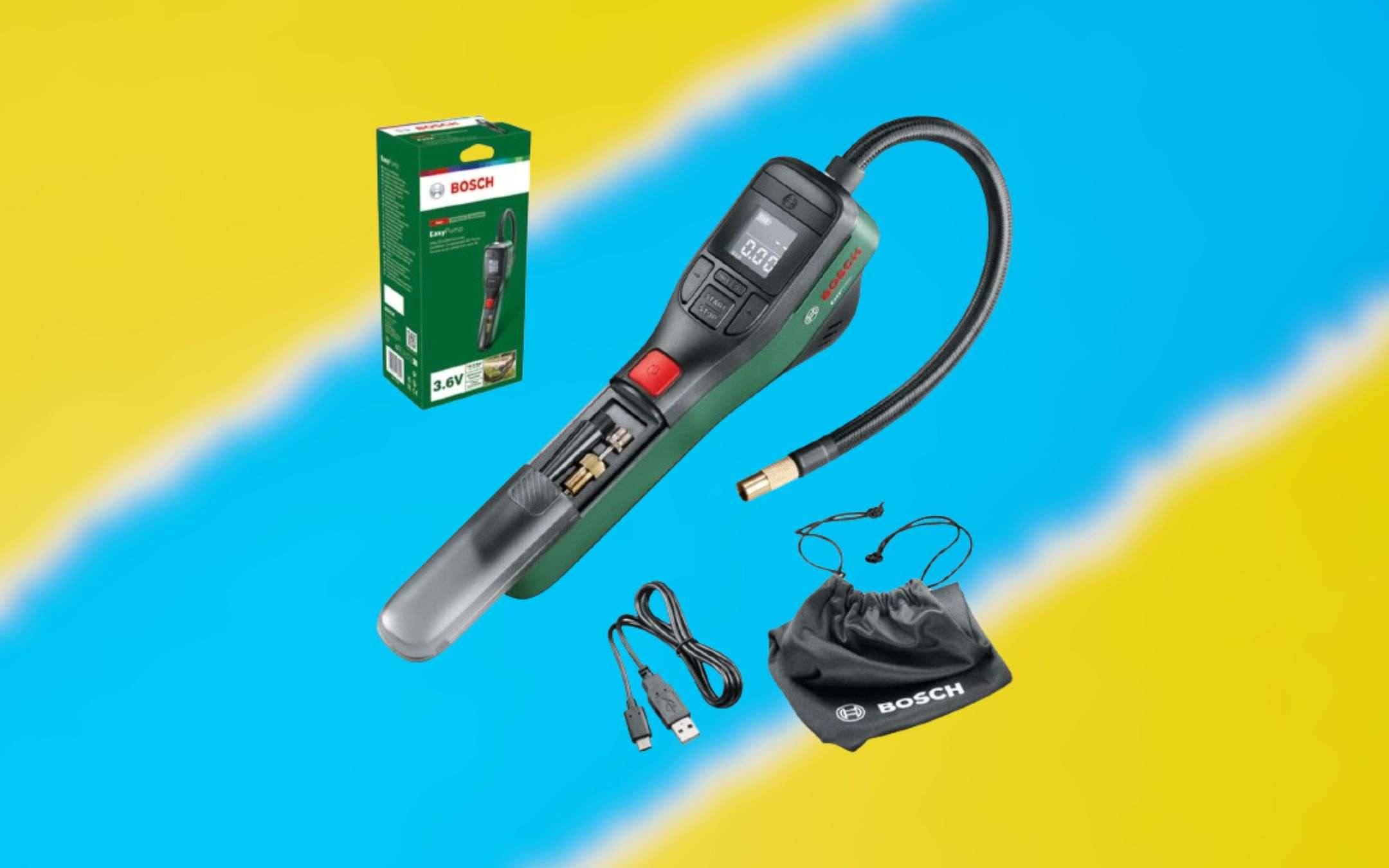 Sgancio Rapido Compressore Bosch EasyPump Portatile Pompa A Batteria Per  Auto E Bici Con Easypump A Batteria