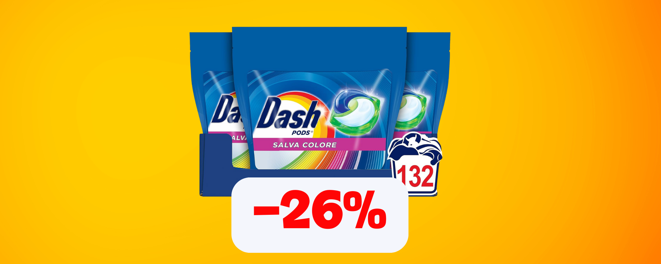 132 lavaggi con Dash Pods in sconto del 26%, occasione! 132 lavaggi con Dash Pods in sconto del 26%, occasione!