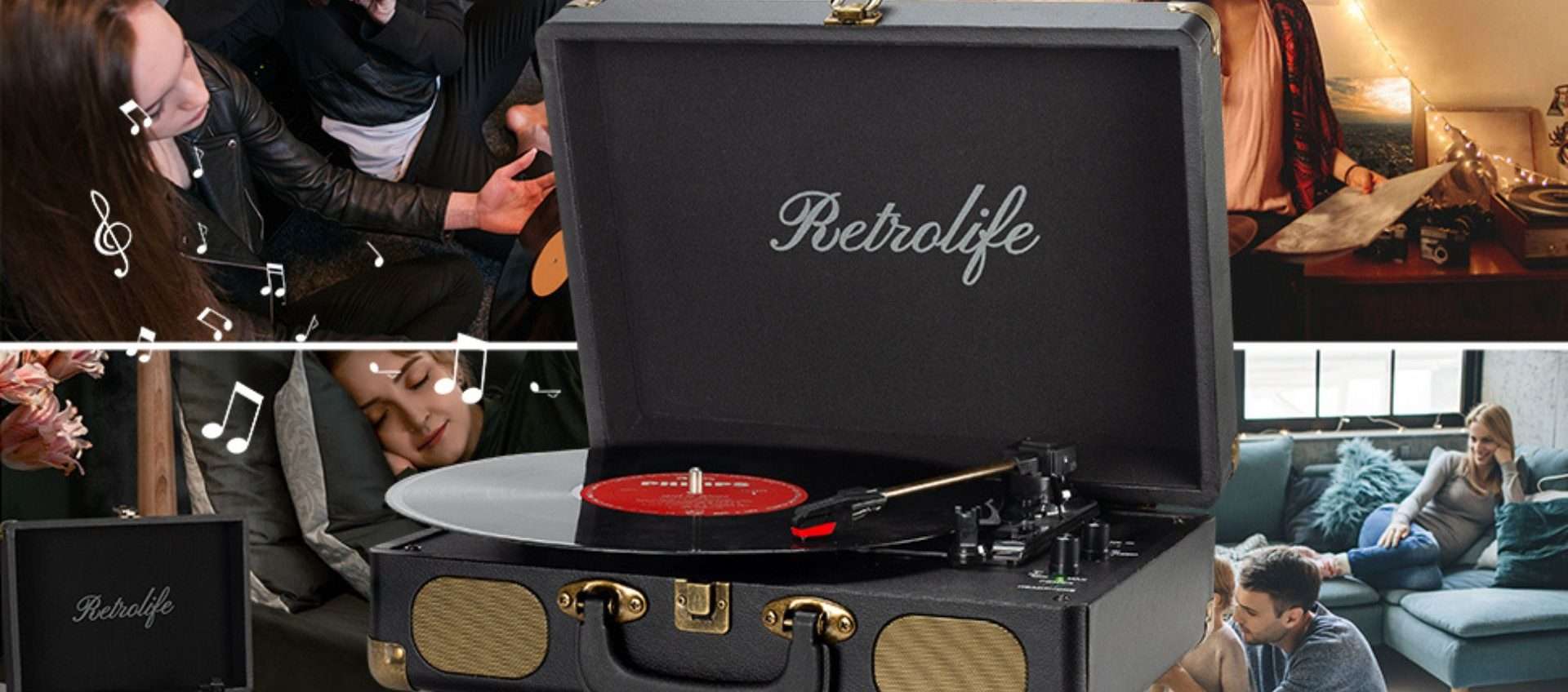 Solo 60€ per questo giradischi Bluetooth in offerta su Amazon: supporta tutti i vinili