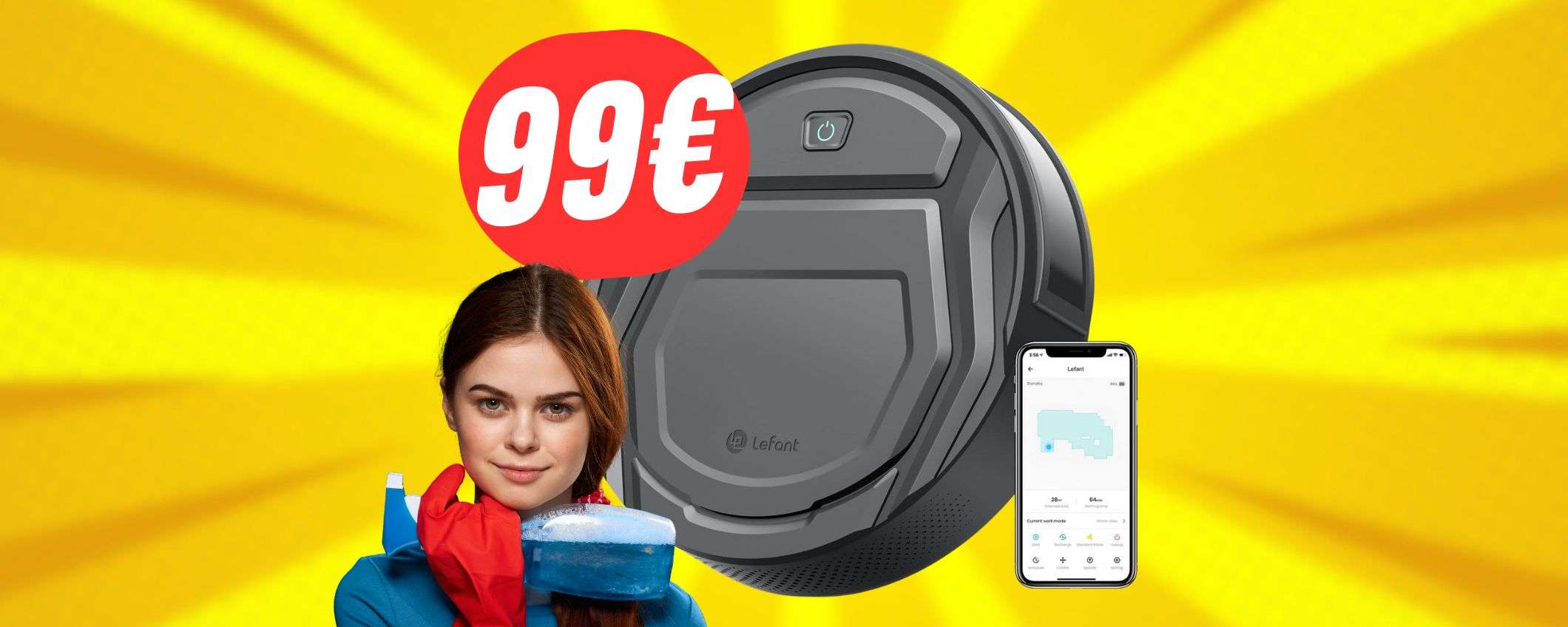 Il ROBOT che passa l'aspirapolvere da solo costa appena 99€: SCONTO del 58%! Il ROBOT che passa l'aspirapolvere da solo costa appena 99€: SCONTO del 58%!