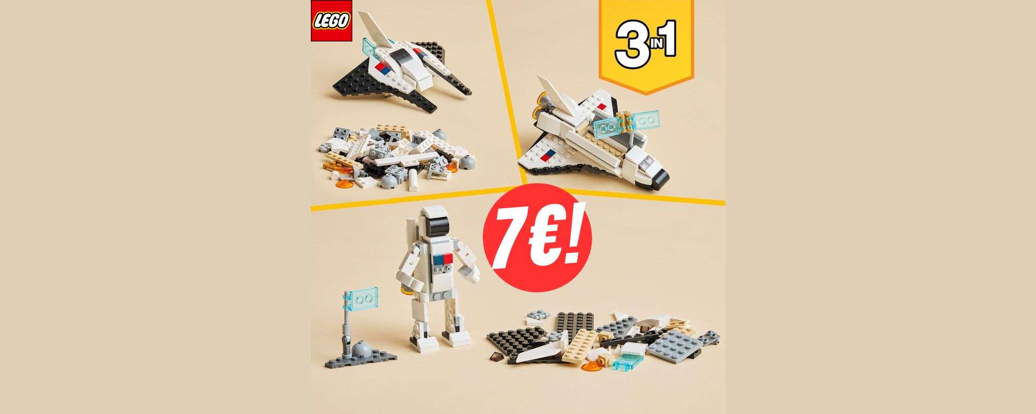 Questo set LEGO 3 in 1 ti farà viaggiare nello spazio con soli 7€! Questo set LEGO 3 in 1 ti farà viaggiare nello spazio con soli 7€!
