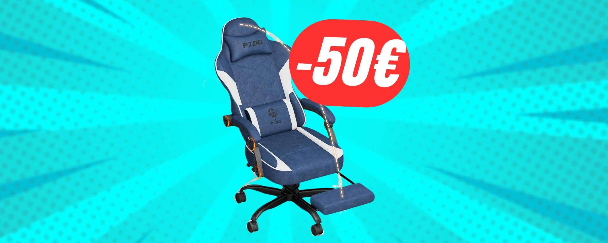 Risparmia 50€ sulla SEDIA da GAMING con POGGIAPIEDI! Risparmia 50€ sulla SEDIA da GAMING con POGGIAPIEDI!