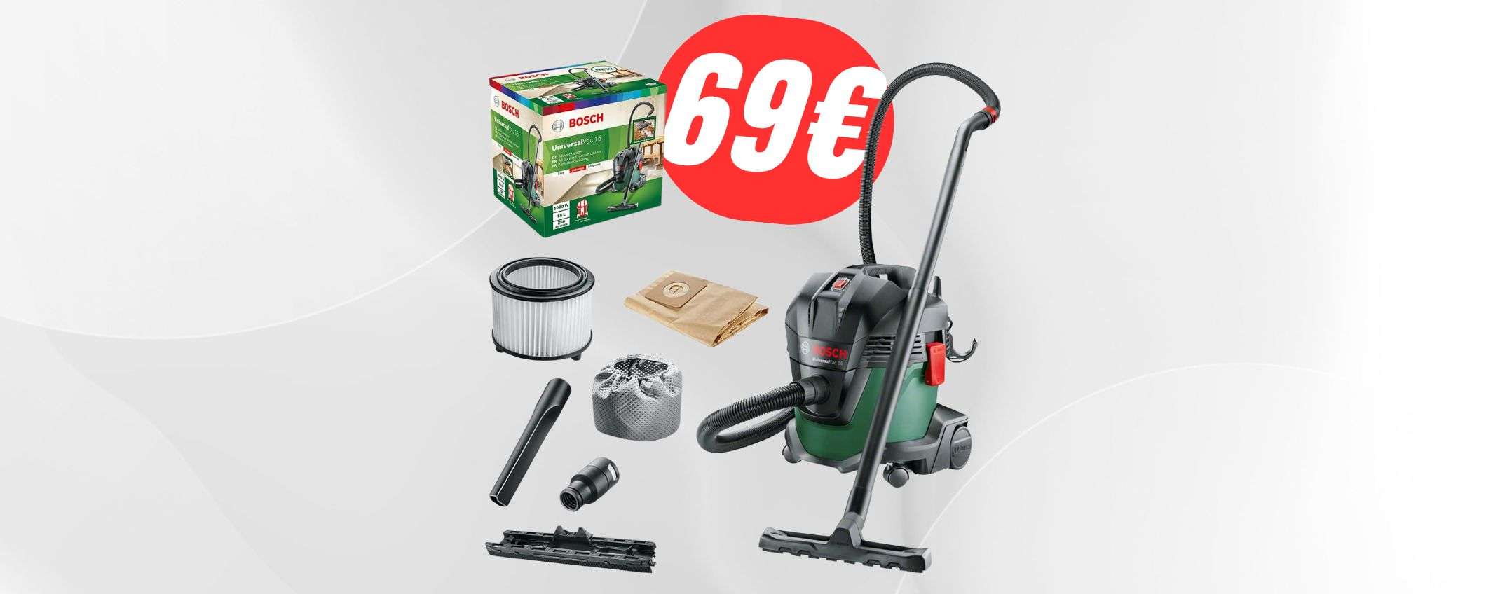 Soffia e aspira i liquidi: l'incredibile aspirapolvere Bosch è scontato del 45%! Soffia e aspira i liquidi: l'incredibile aspirapolvere Bosch è scontato del 45%!