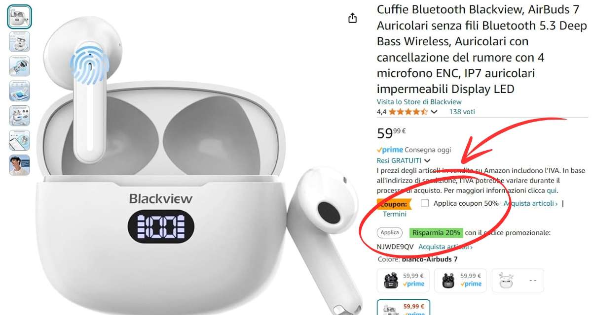 auricolari-wireless-blackview-airbuds-7-doppio-sconto-ora-17e-coupon