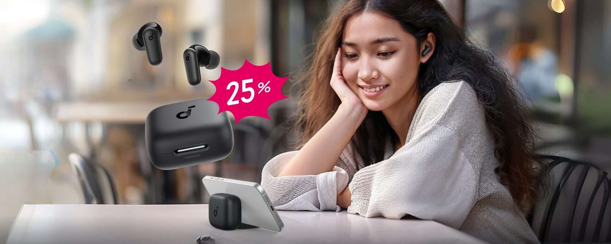 Auricolari wireless Soundcore P30i con custodia supporto per smartphone Auricolari wireless Soundcore P30i con custodia supporto per smartphone