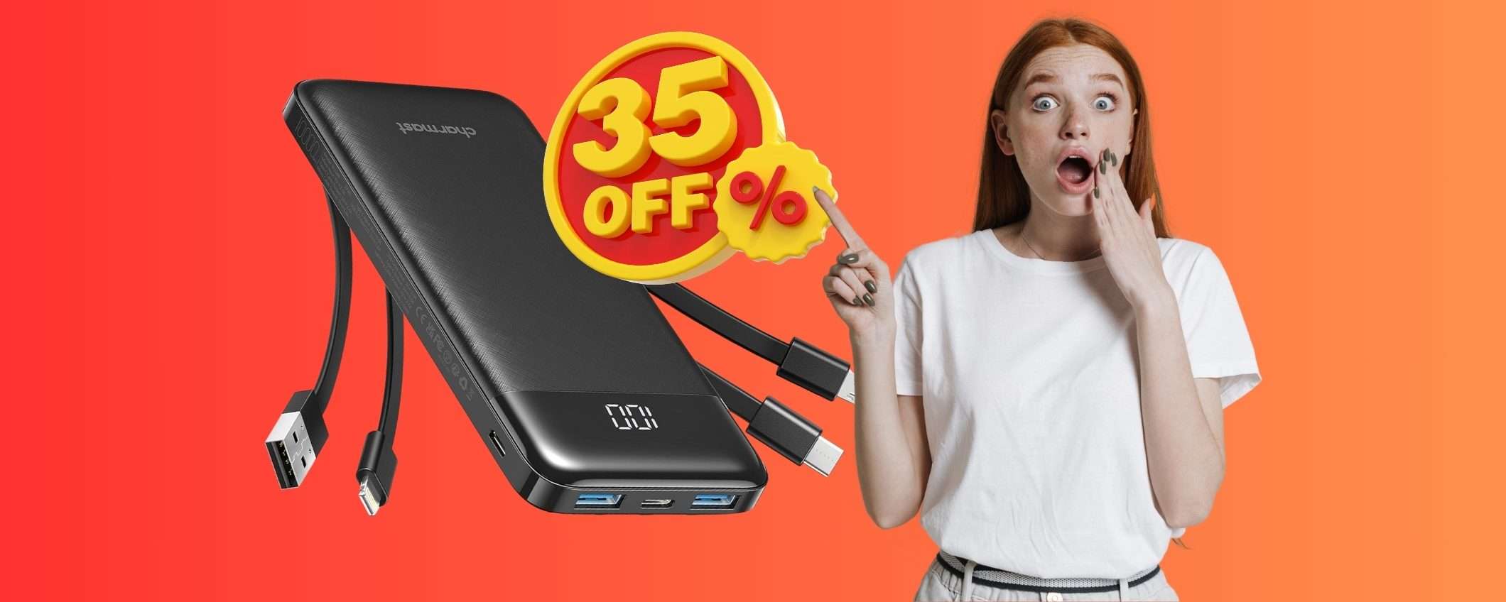 Batteria sempre carica con questo Power Bank che ha 4 cavi integrati (-35%) Batteria sempre carica con questo Power Bank che ha 4 cavi integrati (-35%)