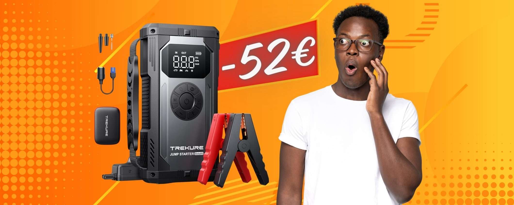 Booster per avviamento auto, torcia e Power Bank, TUTTO in UNO (-52€) Booster per avviamento auto, torcia e Power Bank, TUTTO in UNO (-52€)