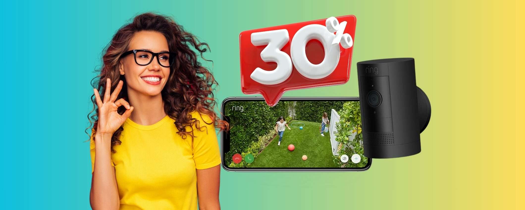 CASA SICURA con la videocamera di sorveglianza Ring in OFFERTA al 30% CASA SICURA con la videocamera di sorveglianza Ring in OFFERTA al 30%